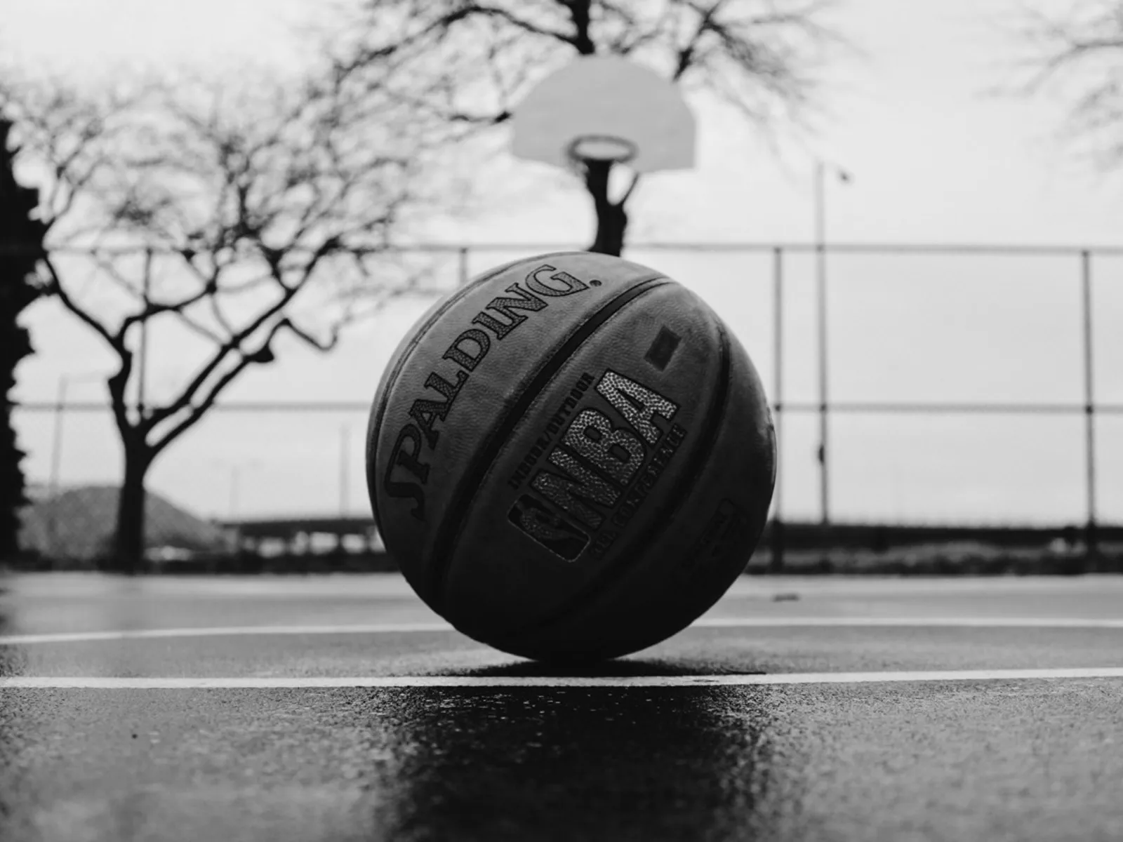 Pallone da basket sul parquet